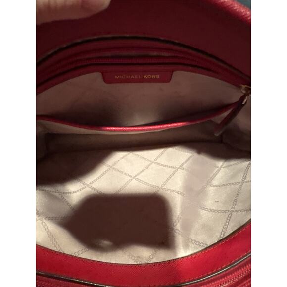 Michael Kors Red Saffiano Leather Shoulder Bag - Picture 10 of 14